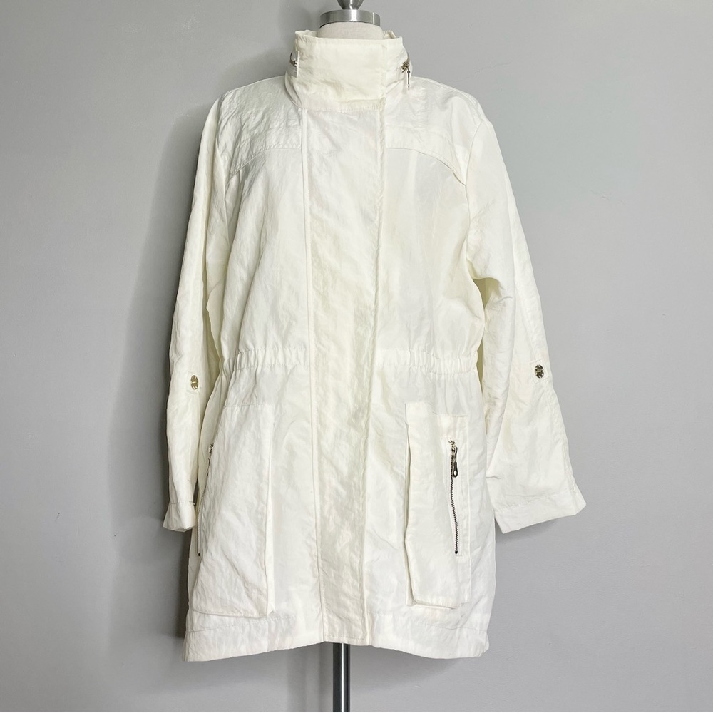 TART COLLECTIONS Women’s Cinch Waist Zip Front Hooded Trench Coat Rain C…